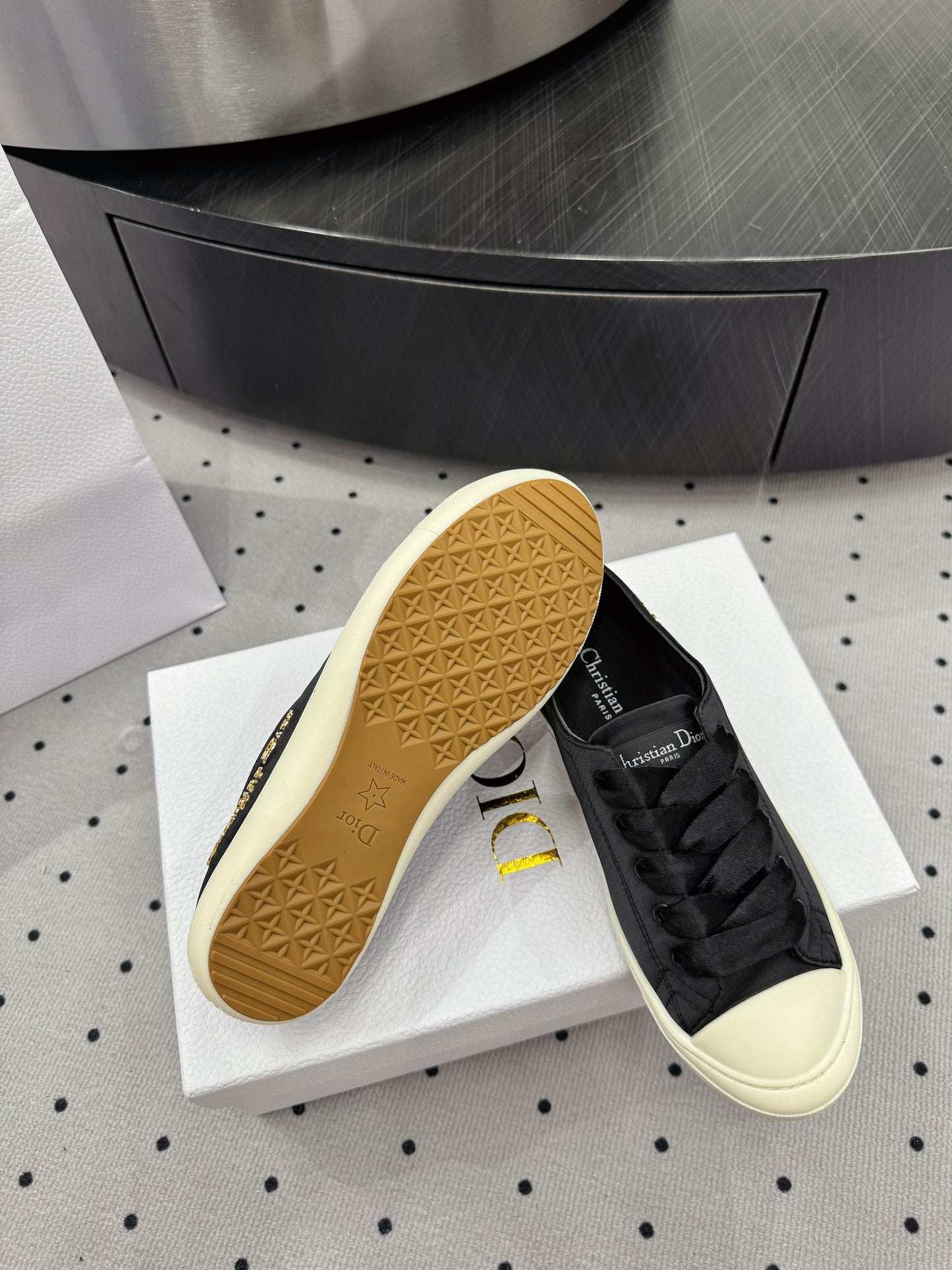 Dior Lucky Sneaker Black Satin  618071