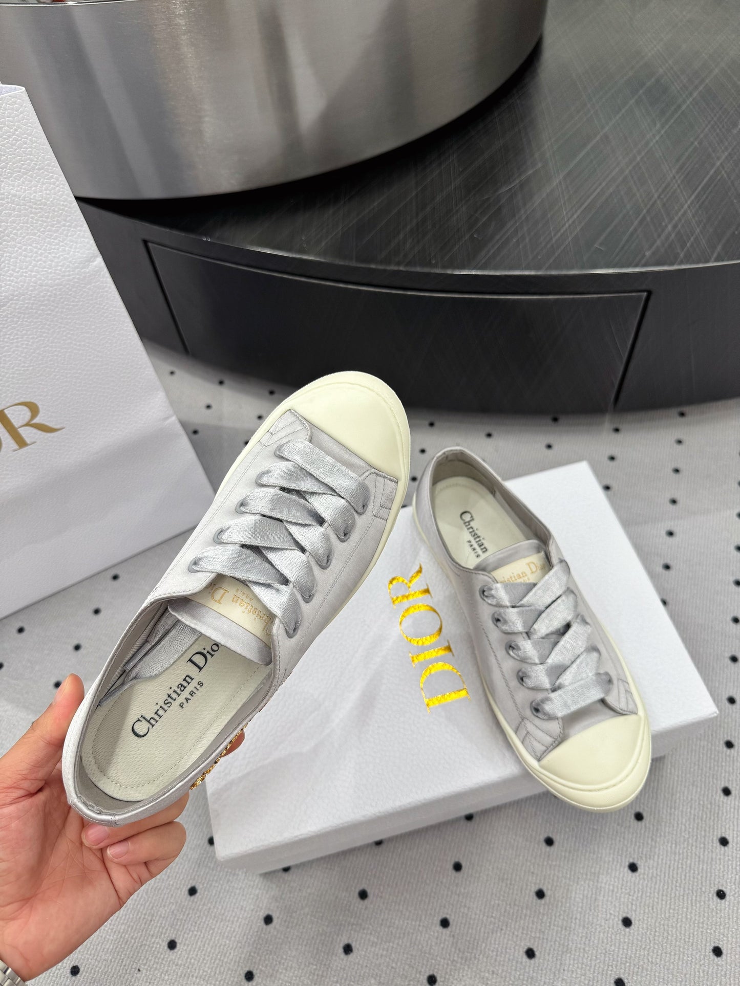 Dior Lucky Sneaker Grey Satin 618073