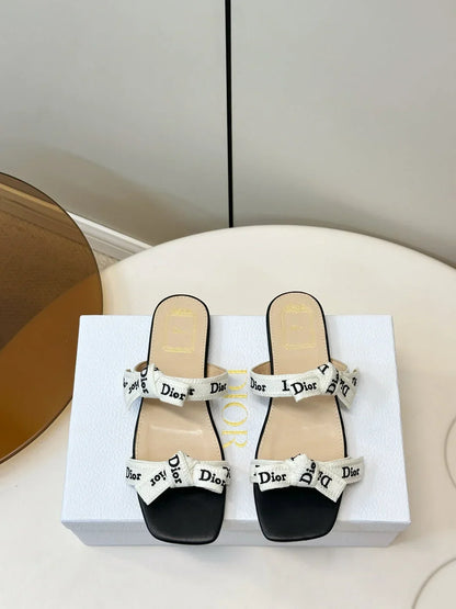 Dior 2026 Oblique Flat Strappy Sandals Fabric Leather 919653