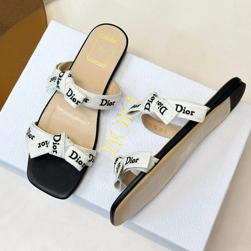 Dior 2026 Oblique Flat Strappy Sandals Fabric Leather 919653