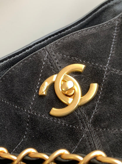 Chanel 2026 Stitched Shopping Bag 36cm Black Suede Calfskin 348237