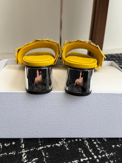 CD 26s Bloom Heeled Slides 4.5cm Yellow Cowhide 966825