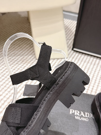 PRA 2026S Platform Sandals Black Canvas 657528