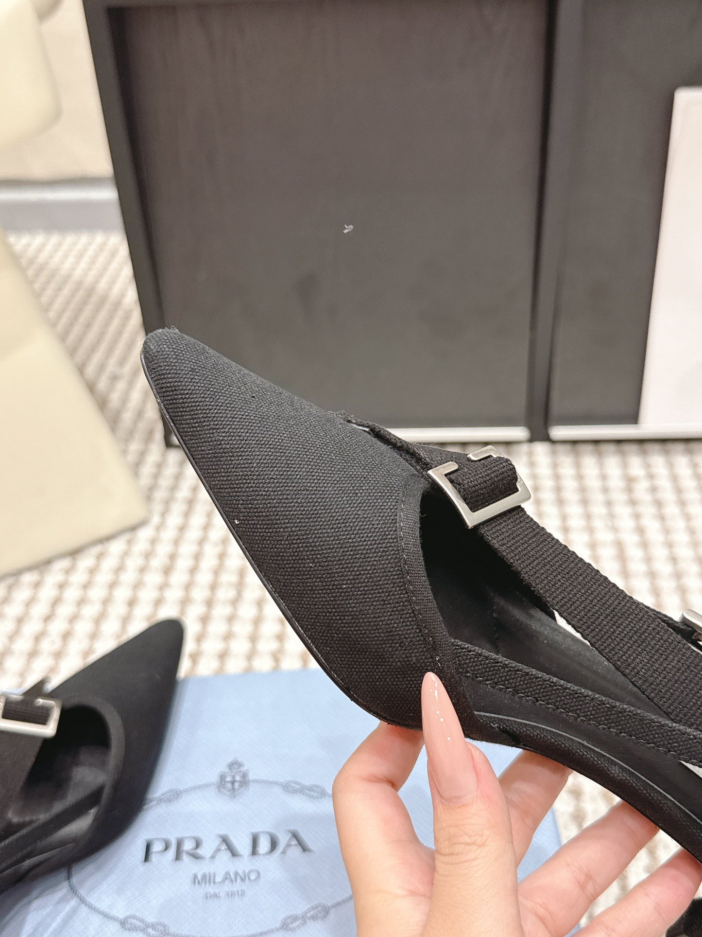 PRA 2026S High Heel Pump 45 Black Canvas 658334