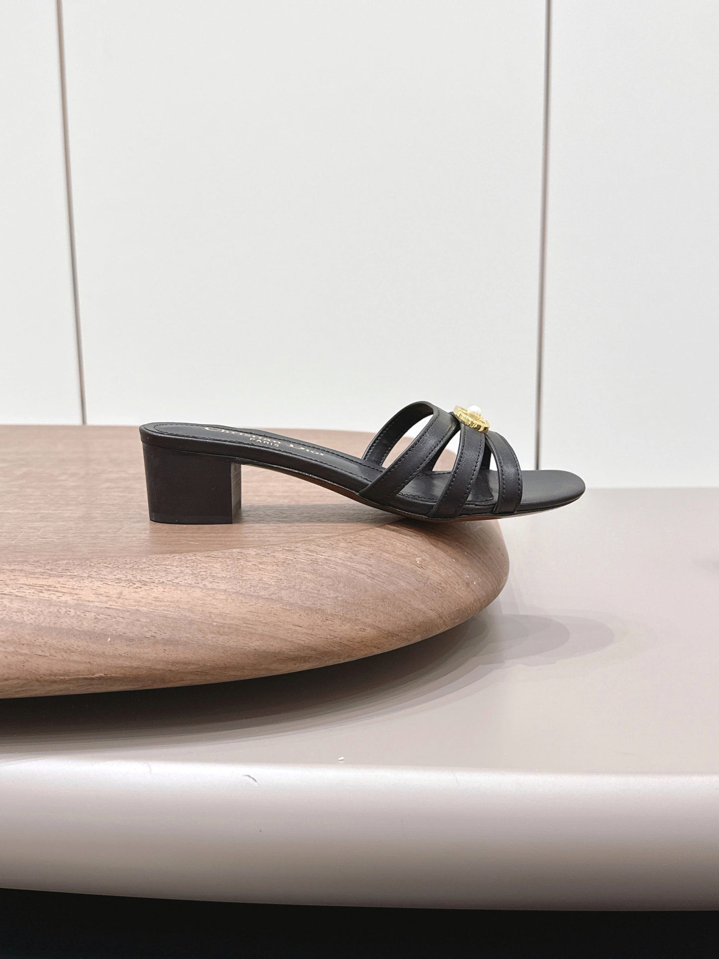 CD 26s 30M Sandal 4.5cm Black Calfskin 738219