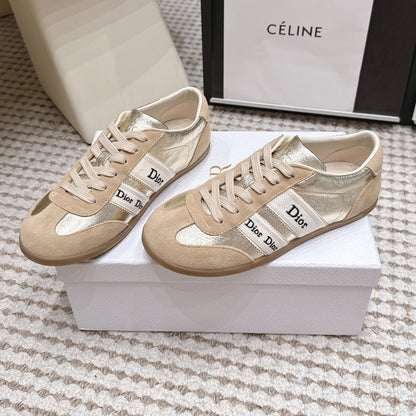 CD Ribbon Sneaker Sliver Khaki Suede Leather  930298