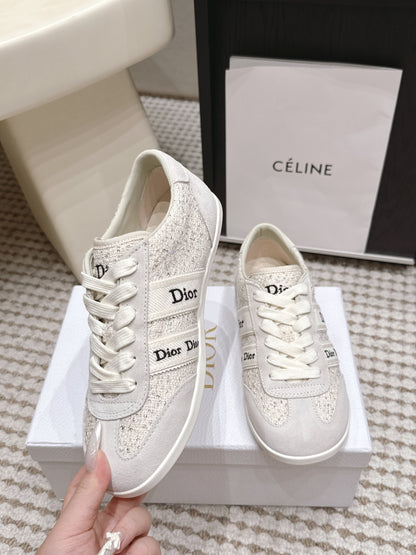 CD Ribbon Sneaker White Tweed Suede 930299