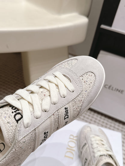 CD Ribbon Sneaker White Tweed Suede 930299
