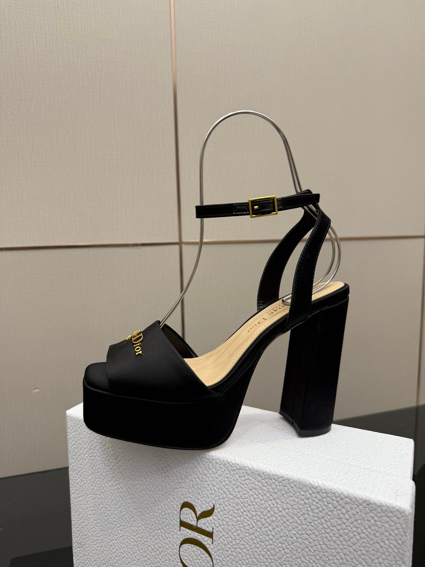 CD 26s High Heel Sandals 120mm Black Satin