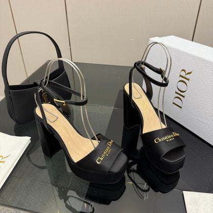 CD 26s High Heel Sandals 120mm Black Satin