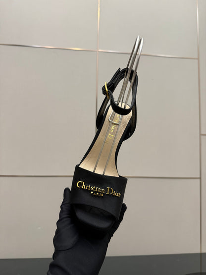 CD 26s High Heel Sandals 120mm Black Satin