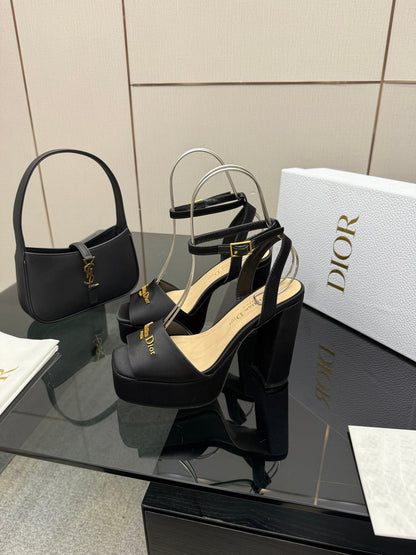 CD 26s High Heel Sandals 120mm Black Satin