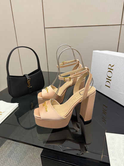 CD 26s High Heel Sandals 120mm Beige Satin