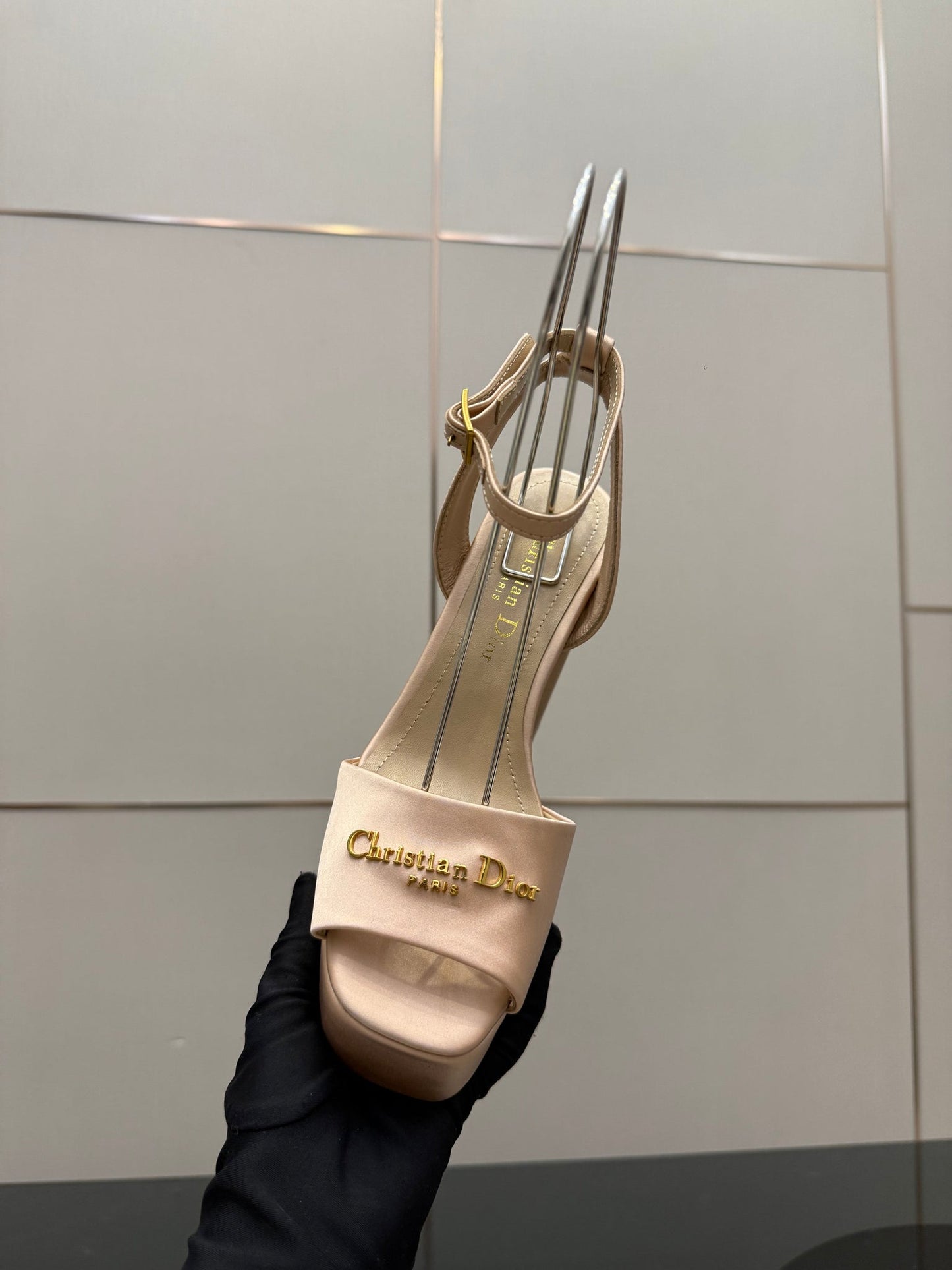 CD 26s High Heel Sandals 120mm Beige Satin