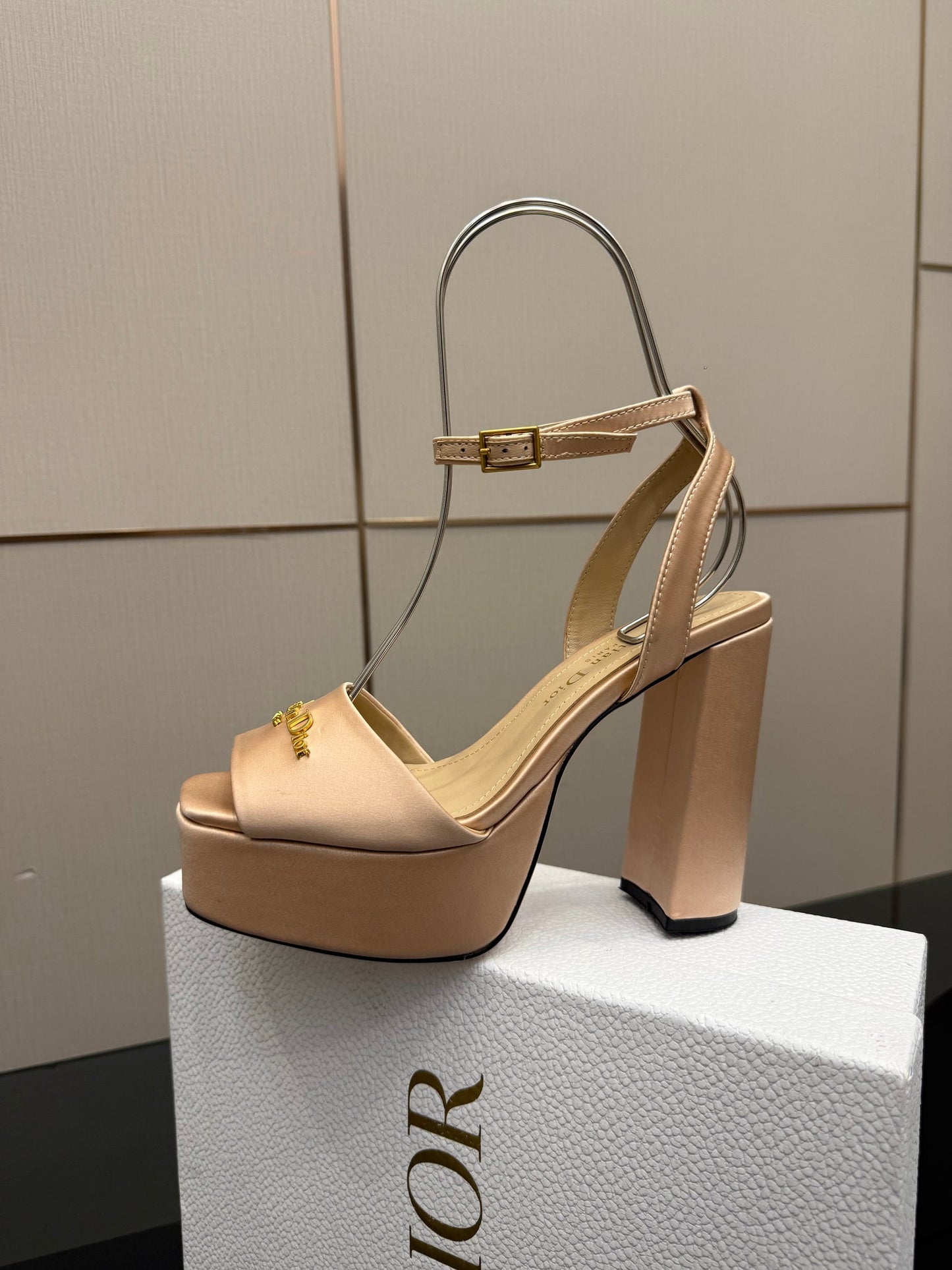 CD 26s High Heel Sandals 120mm Beige Satin