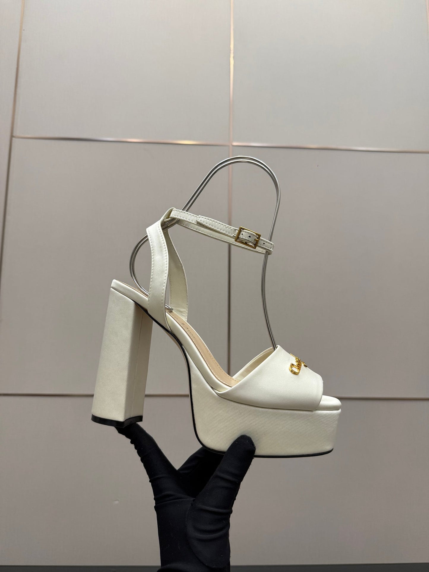 CD 26s High Heel Sandals 120mm White Satin