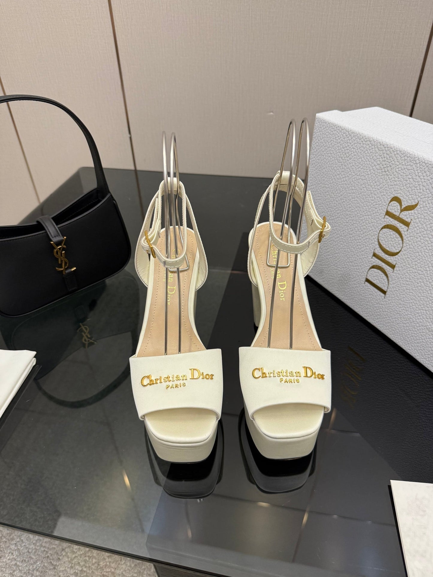 CD 26s High Heel Sandals 120mm White Satin