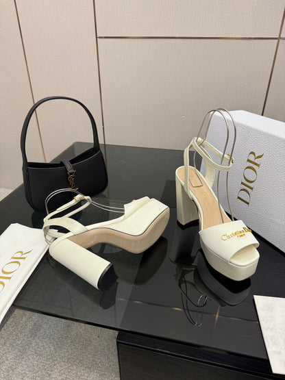 CD 26s High Heel Sandals 120mm White Satin