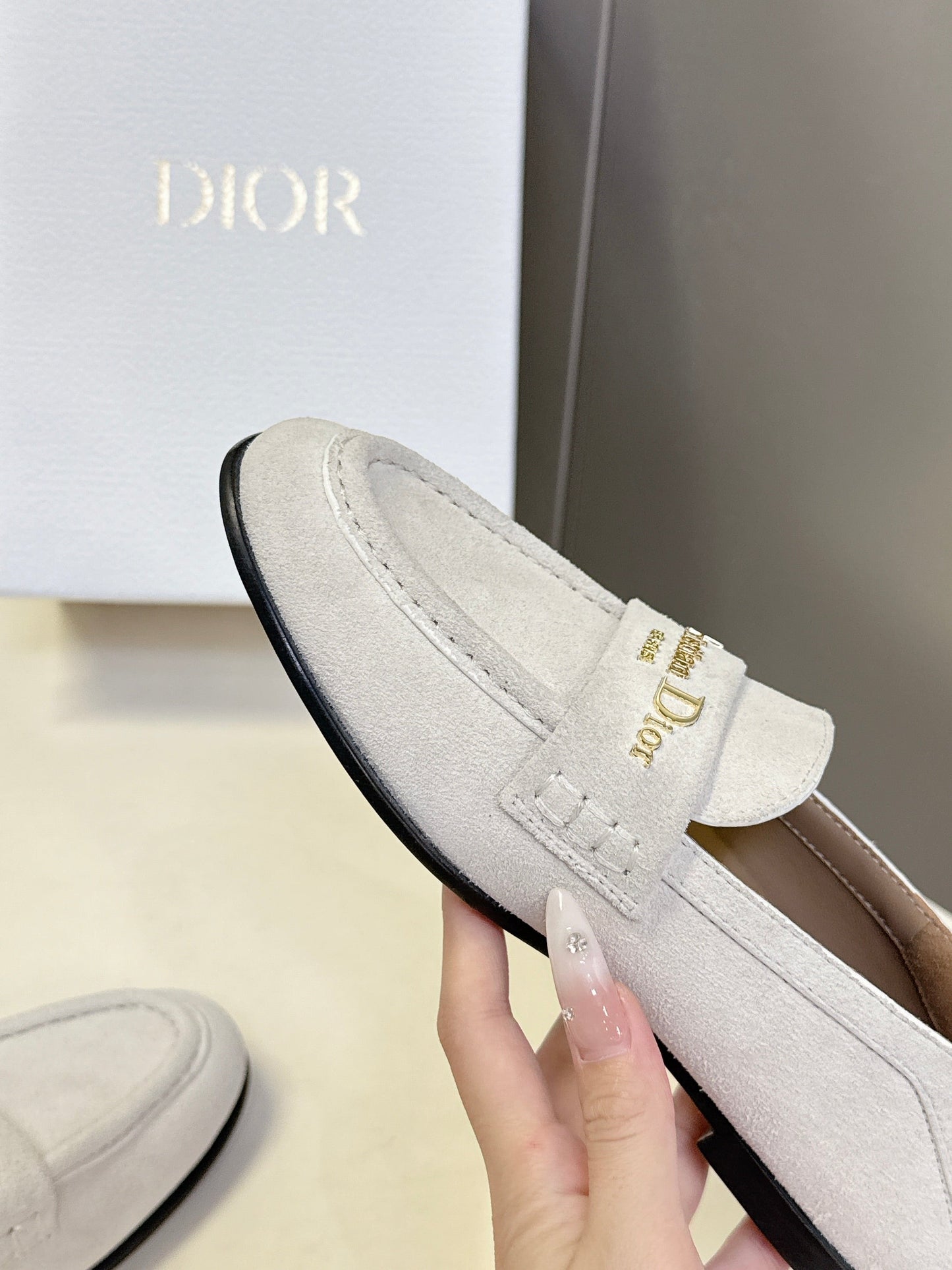 CD  Boy Loafer Rope 5m Light Grayish  Suede Calfskin  492540
