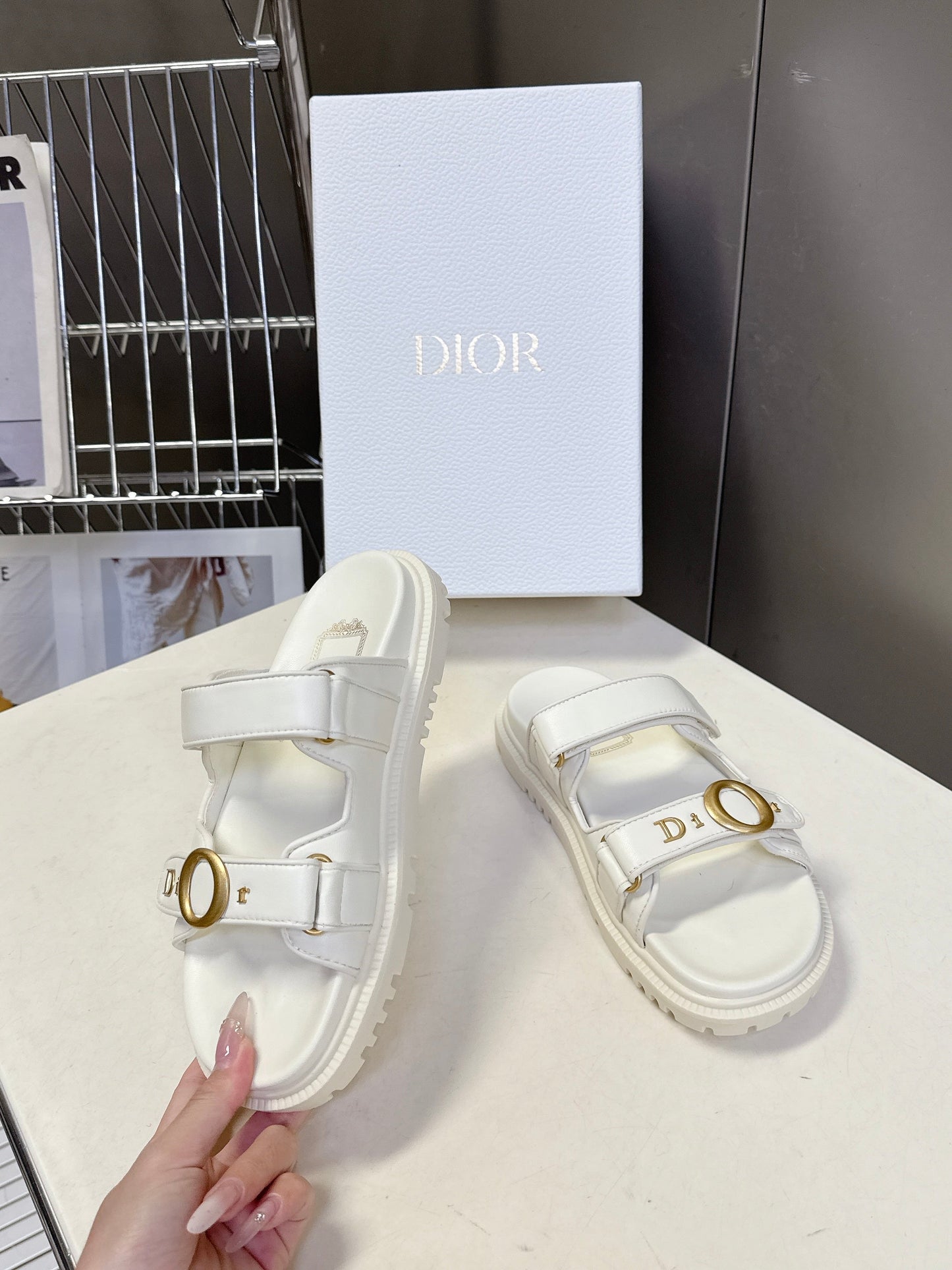 Dior 2026 Velcro Slip-on Sandal White Leather 716902