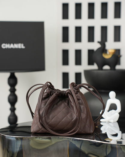 Chanel 26 Drawstring Bag Coffee Lambskin