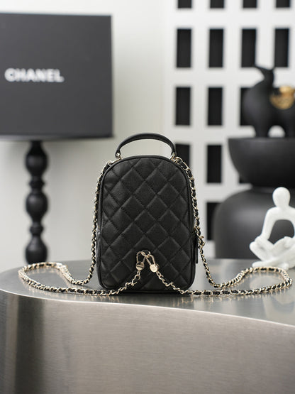 Chanel 2026 Mini Backpack 18cm Black And White leather
