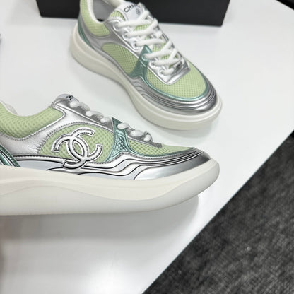 CC 26s Casual Sneakers Mint Green Sliver Fabric Cowhide 626385