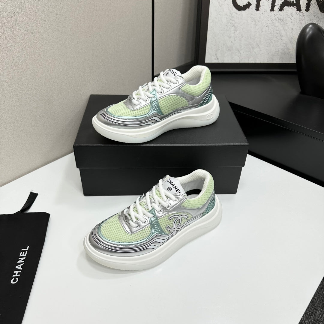 CC 26s Casual Sneakers Mint Green Sliver Fabric Cowhide 626385