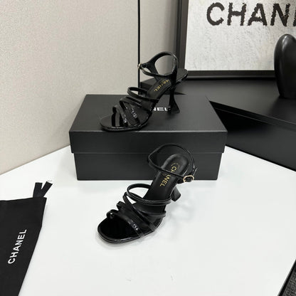 CC 26s High Heel Sandals 80 Black Patent Leather 626286