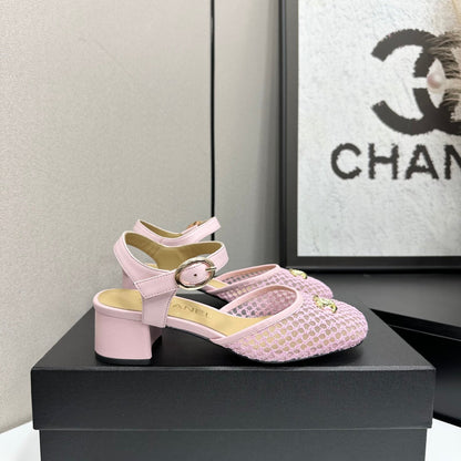 CC 2026 Mary Jane Sandals 45 Light Pink Satin Cowhide 668116