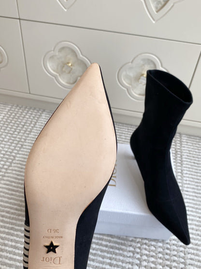 Dior 2025 Tribales Heeled Ankle Boot 50mm Black mix White Suede 501189