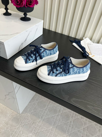 CD Dioriviera Walk'n'Dior Sneaker White Blue Cotton 851242