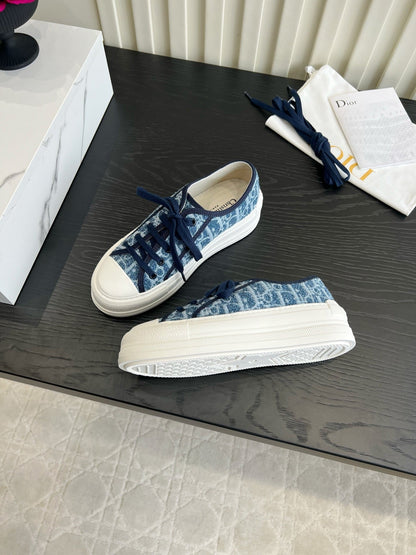 CD Dioriviera Walk'n'Dior Sneaker White Blue Cotton 851242