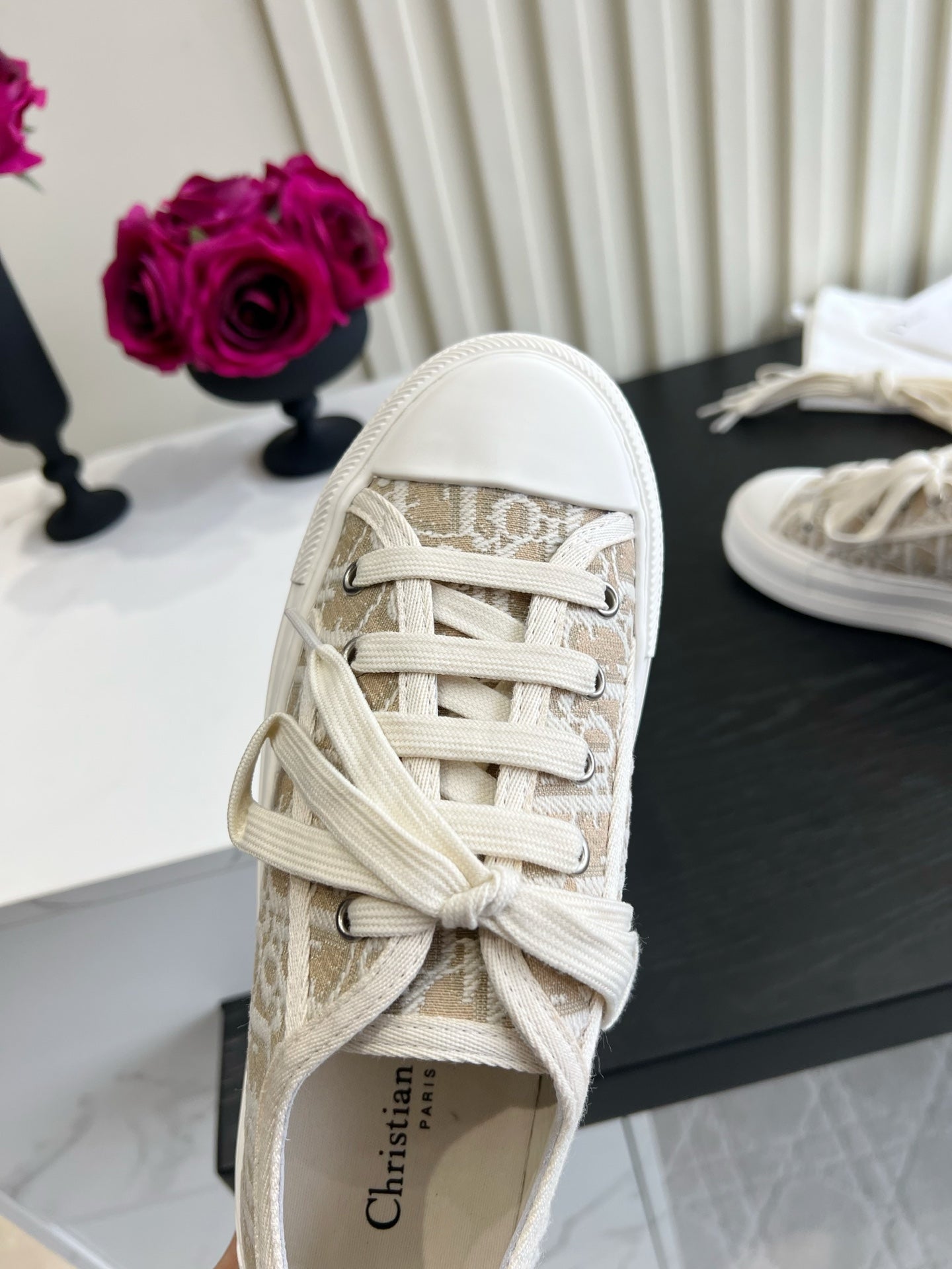 CD Dioriviera Walk'n'Dior Sneaker White Taupe Cotton 851243