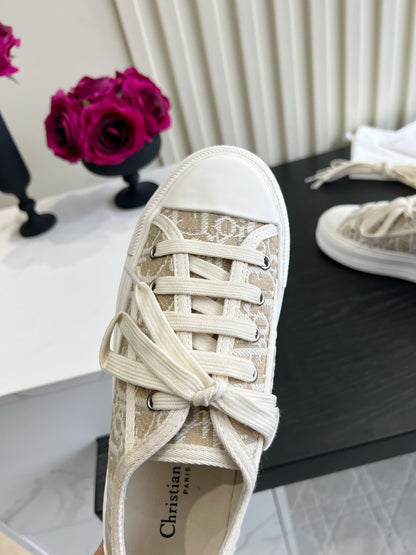 CD Dioriviera Walk'n'Dior Sneaker White Taupe Cotton 851243