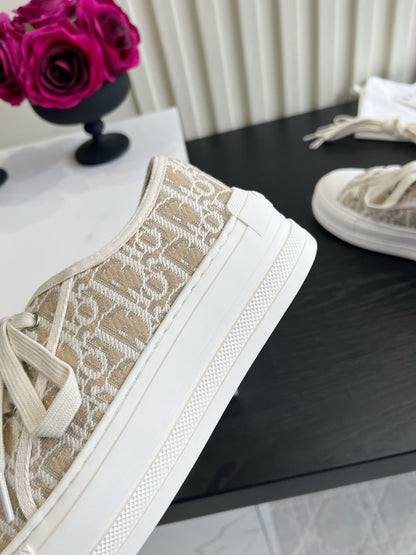 CD Dioriviera Walk'n'Dior Sneaker White Taupe Cotton 851243