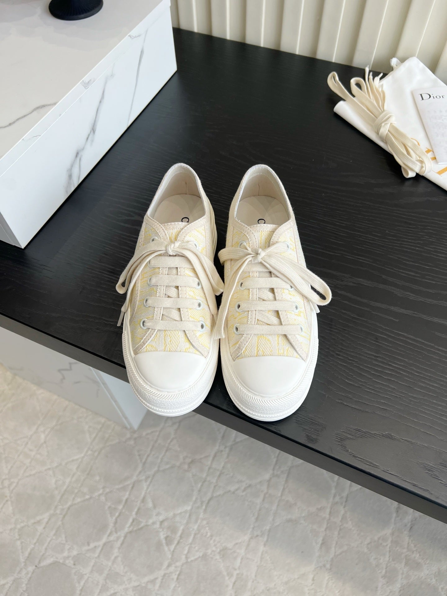 CD Dioriviera Walk'n'Dior Sneaker Cream Yellow Cotton 851244