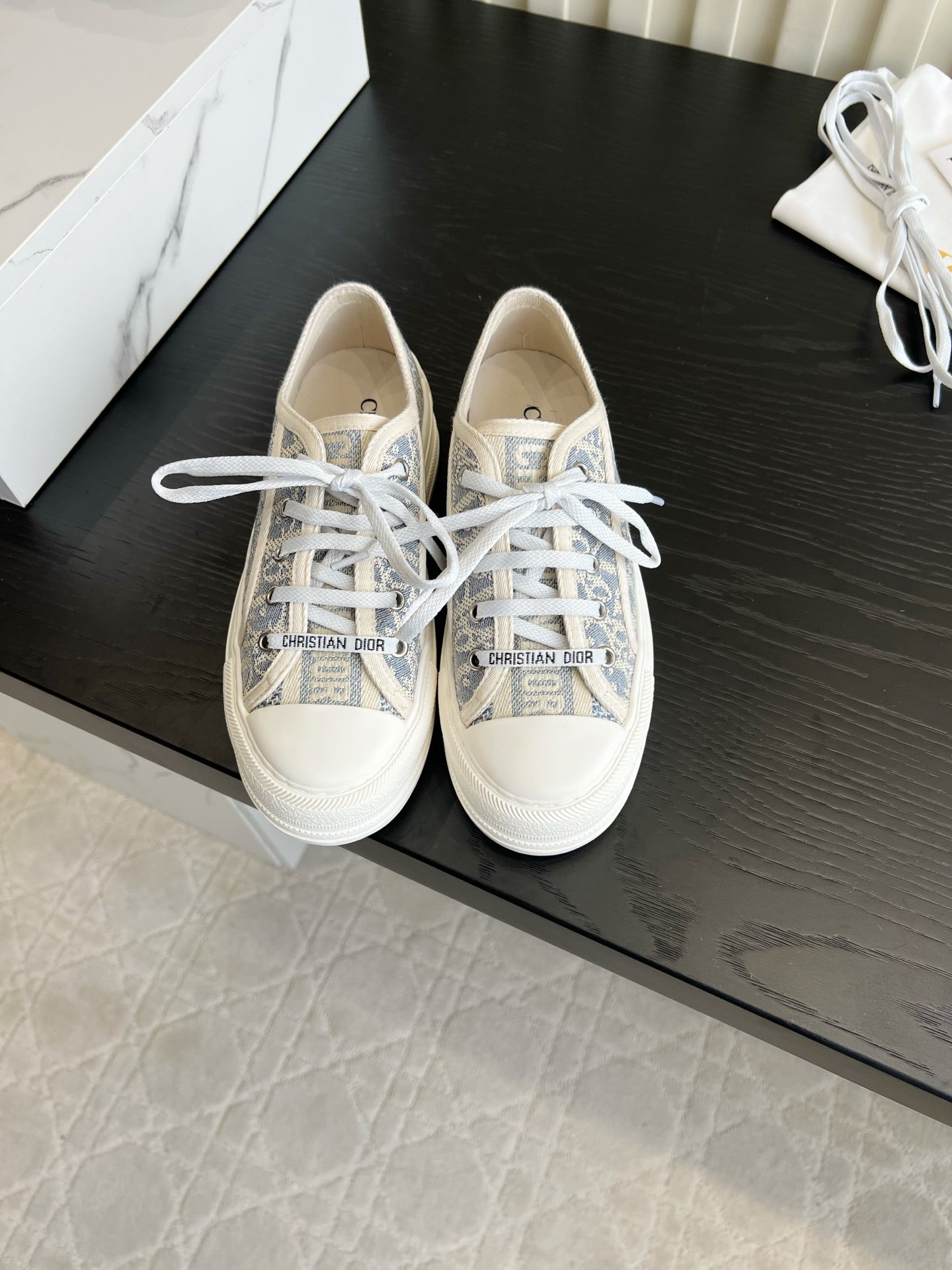 CD Dioriviera Walk'n'Dior Sneaker Wash Blue Cotton 851248