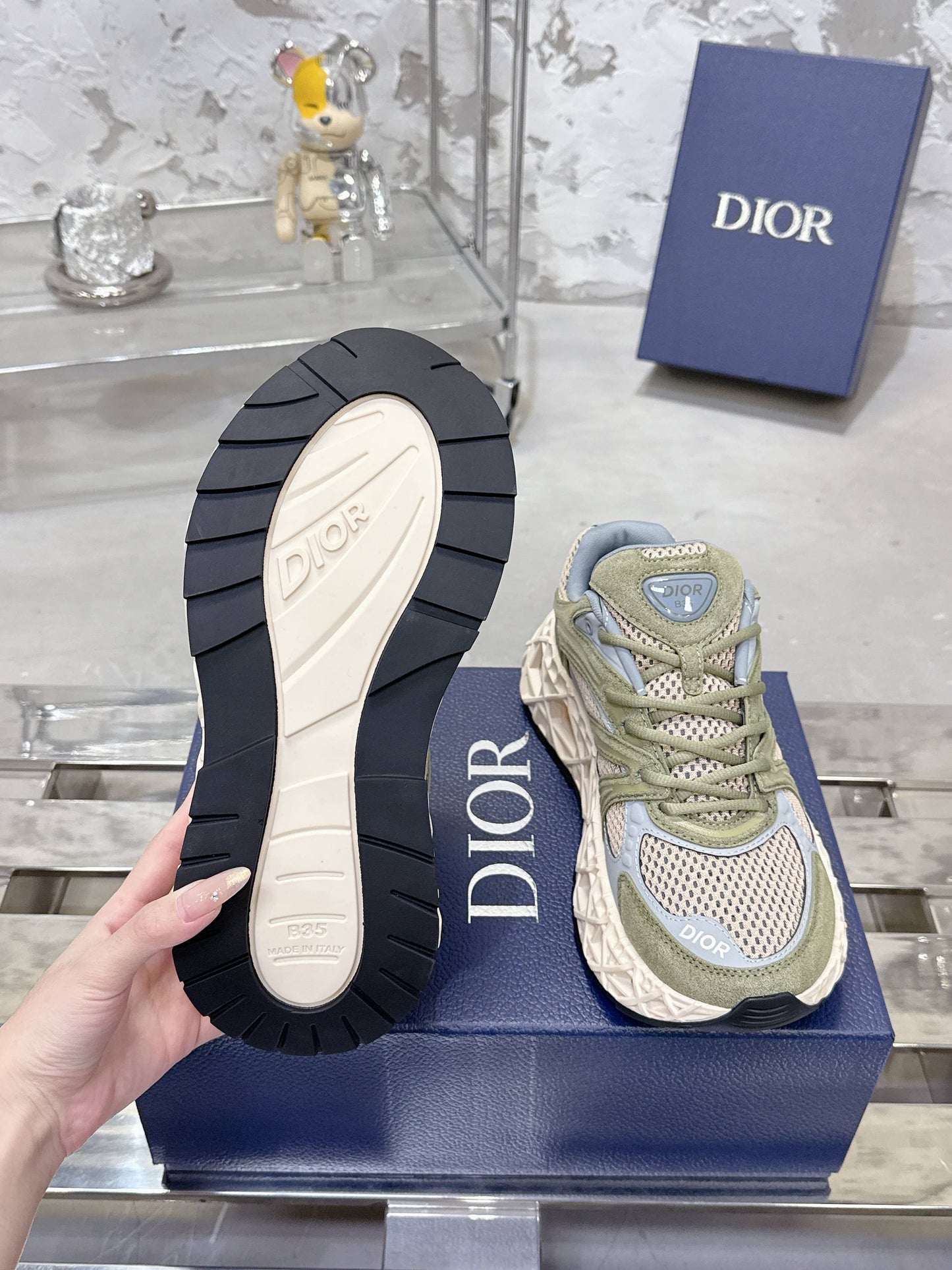 CD 26s Sneaker Olive Taupe Mesh Suede 905049