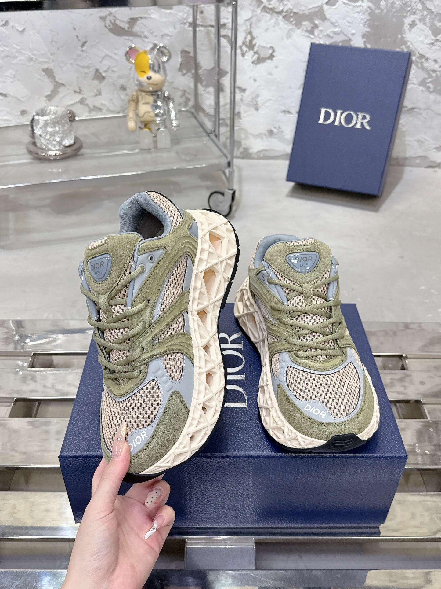 CD 26s Sneaker Olive Taupe Mesh Suede 905049