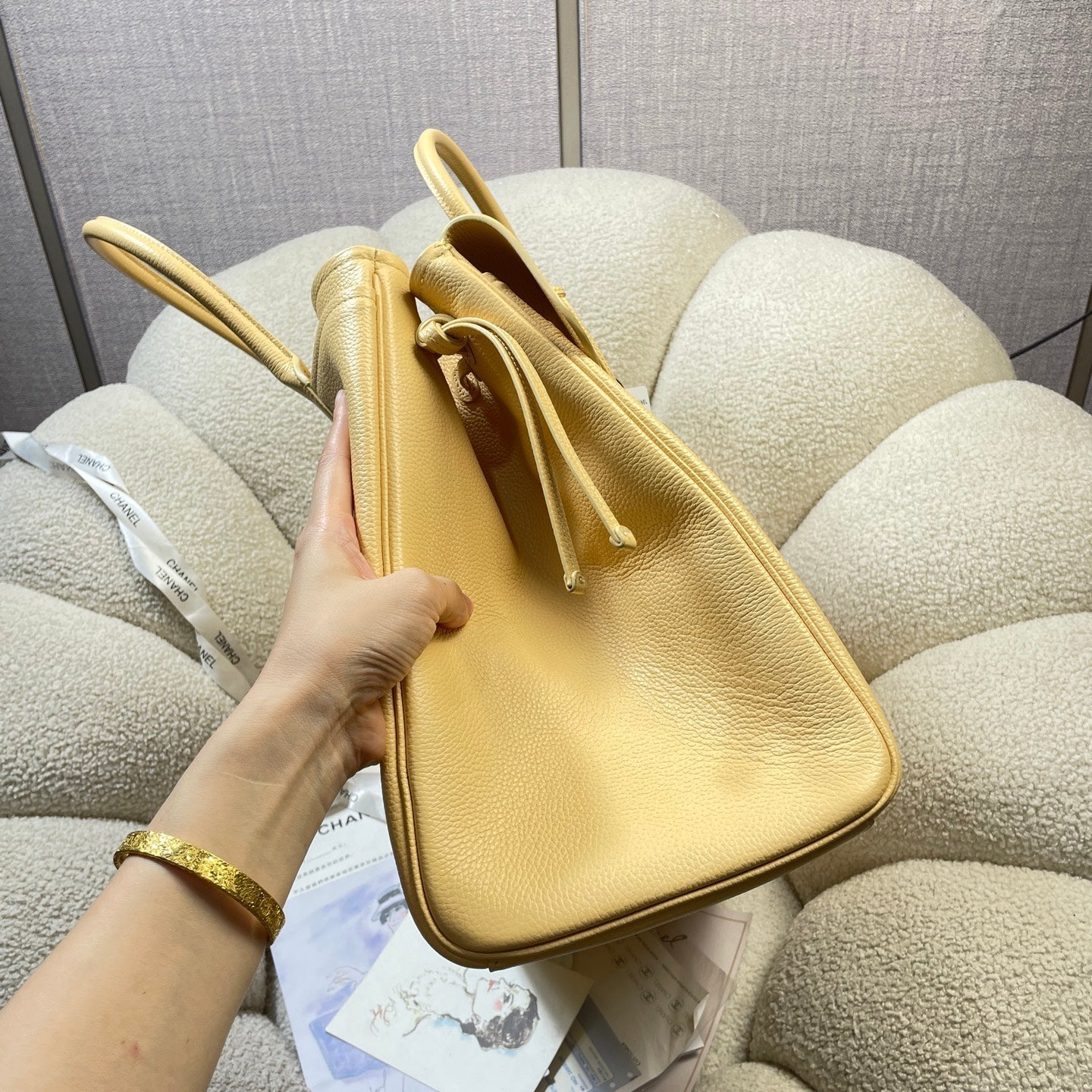 Chanel 2026 Shopping Bag 43cm Yellow Grained Calfskin 286312