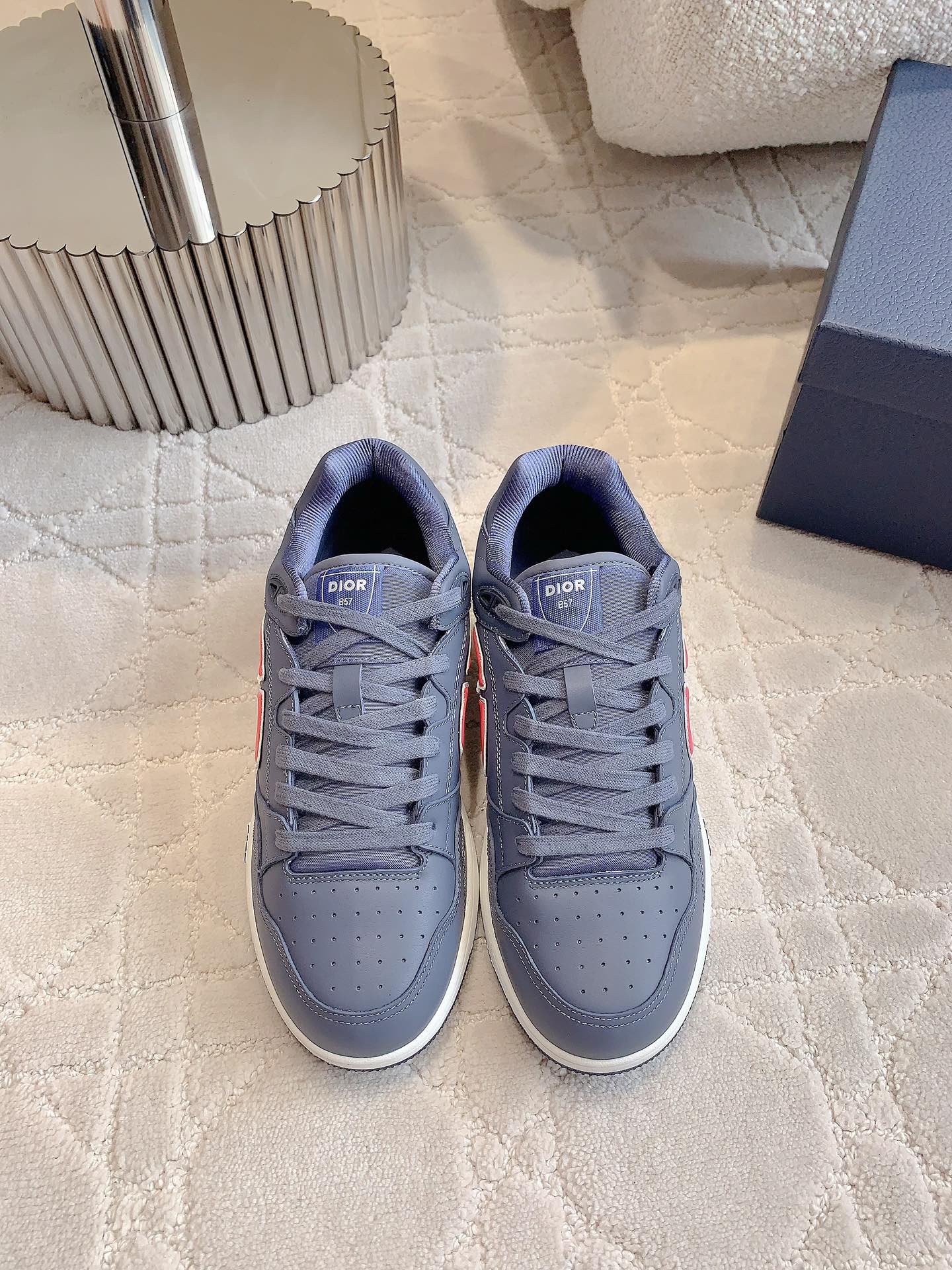 CD AND STONE ISLAND B57 Low-Top Sneaker – Limited And Numbered Edition Blue Mix Red Calfskin