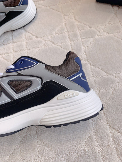 CD B30 Sneaker Brown Blue Mix Grey Polyester Mesh Fabric And Calfskin