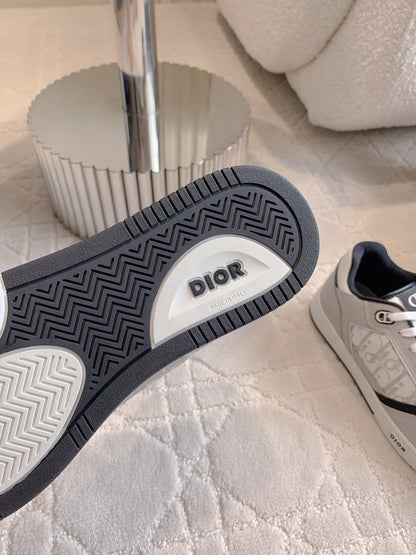CD B27 Low-Top Sneaker Grey White Mix Black Print Wrinkled Calfskin