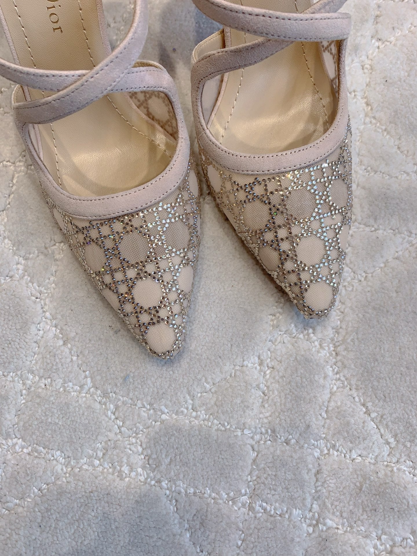 CD Capture Heeled Mule 10cm Beige Suede Mesh 615466