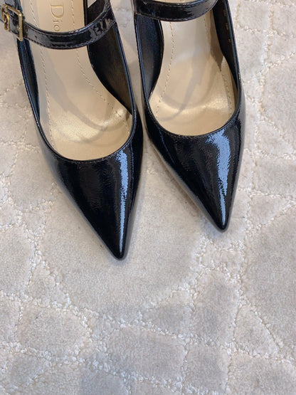 CD Icon Slingback 8cm Black Leather 615469