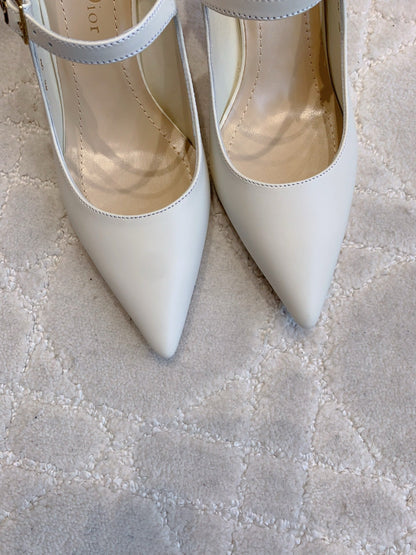 CD Icon Slingback 8cm White Leather 615470