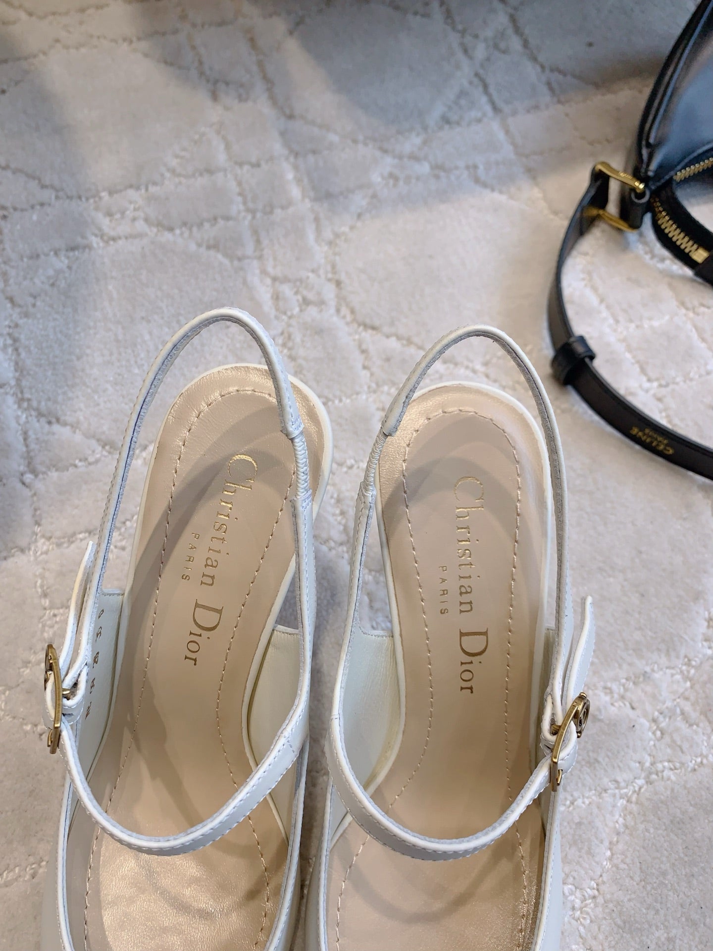 CD Icon Slingback 8cm White Leather 615470