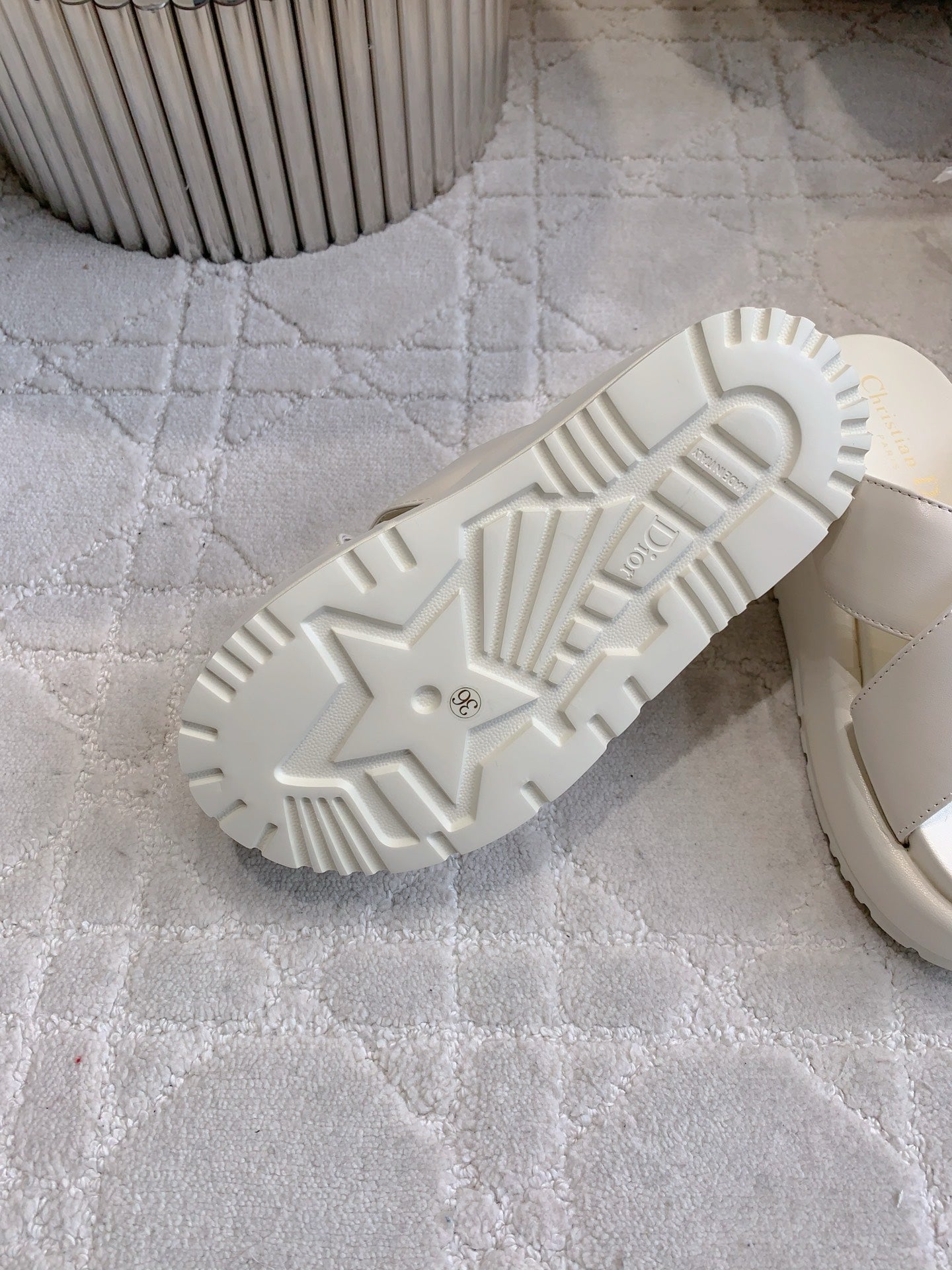 CD 26s  Platform Sandals 65 White Lambskin 644288