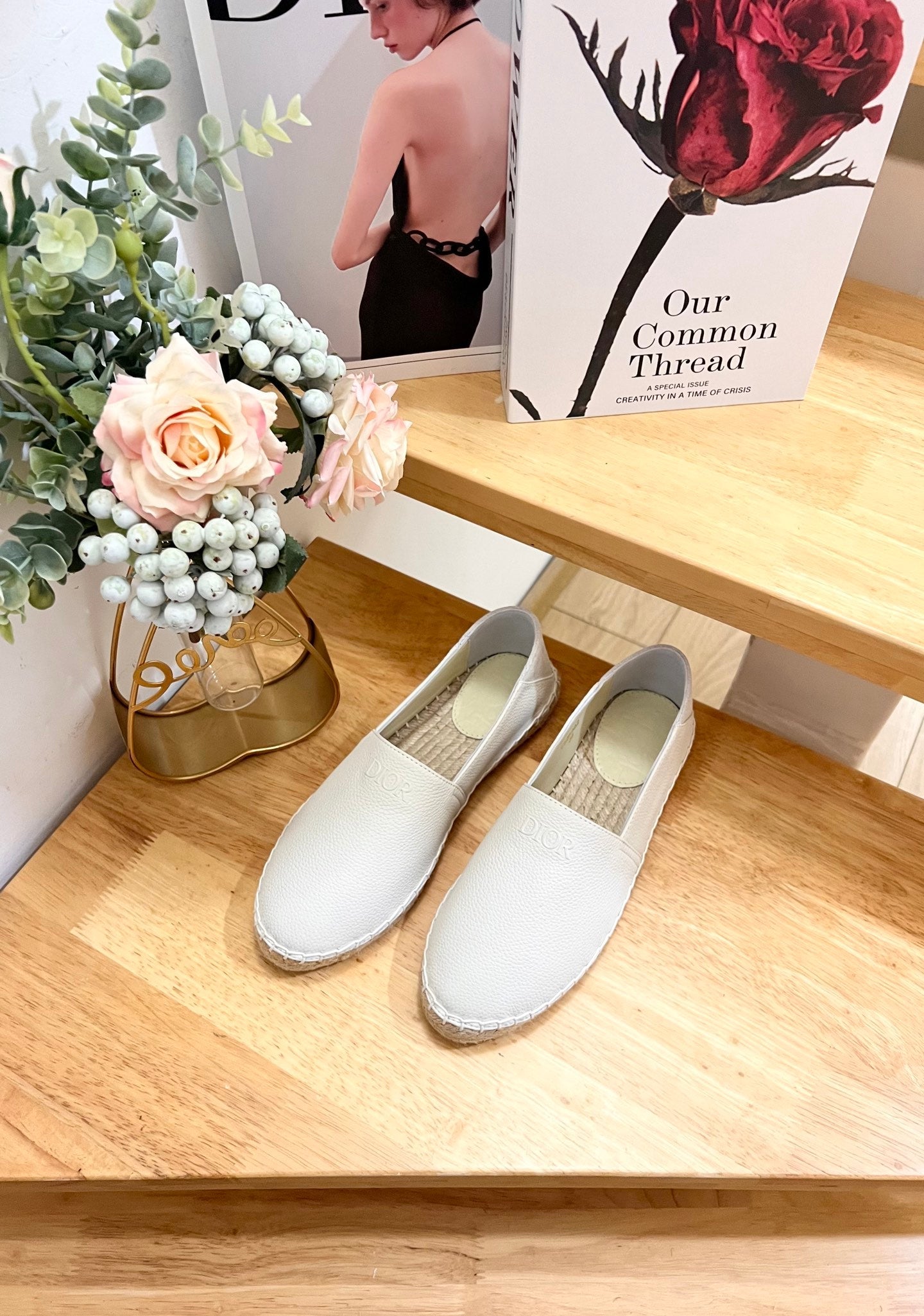 CD Paradise Espadrilles White Grain Cowhide 692262